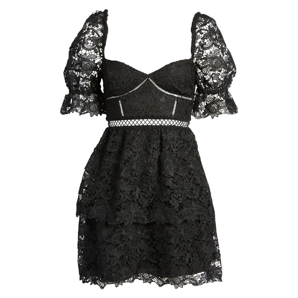 Bardot Charlotte Black Lace Mini Dress Revolve Nordstroms NWT Small